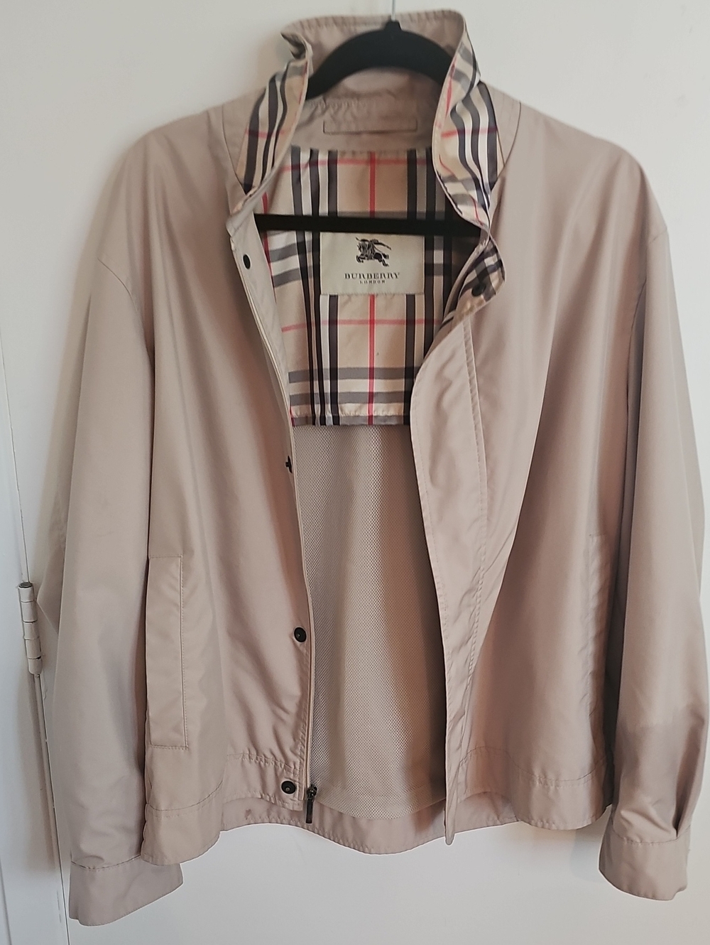 Burberry Beige Trench-Style Jacket with Nova Check Trim
